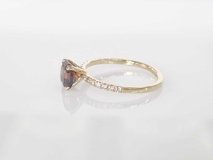 Forlovelsesring - 14 karat Gulguld -  129ct tw Brun Diamant (Naturfarvet)