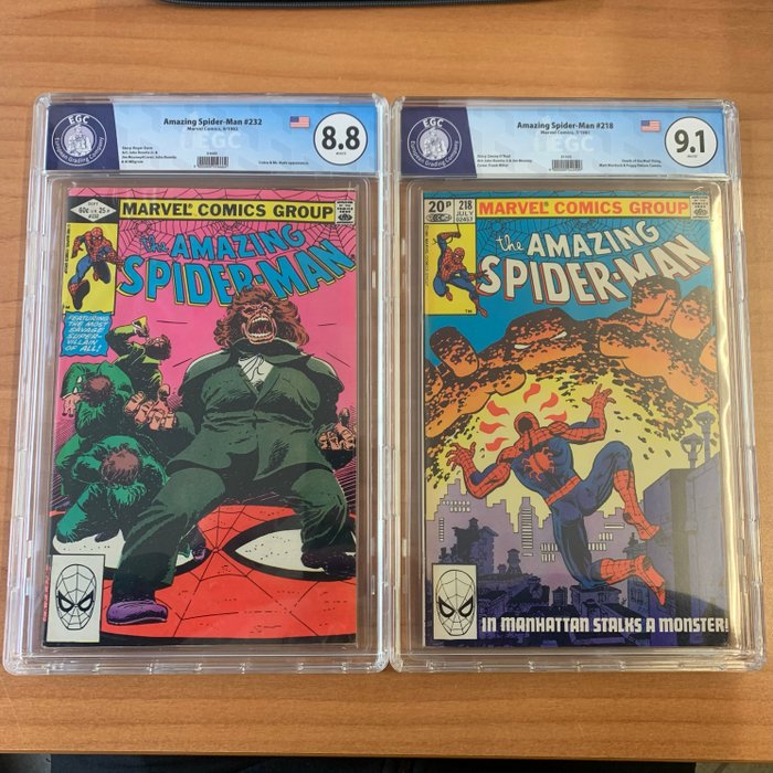 Amazing Spider-Man #218, 232 - EGC graded 9.1, 8.8 - 2 Graded comic