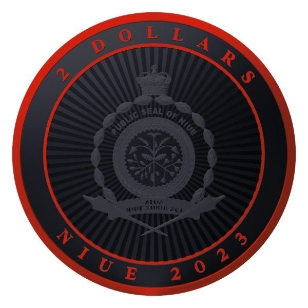 Niue. 2 Dollars 2023 Hibernia Cyber Red - Rose - Black Platinum, 3x1 Oz (.999)