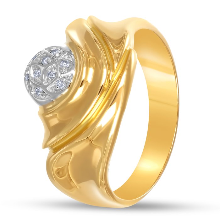 Ring - 18 kraat Gulguld, Hvidguld -  0.14ct. tw. Diamant (Natur)