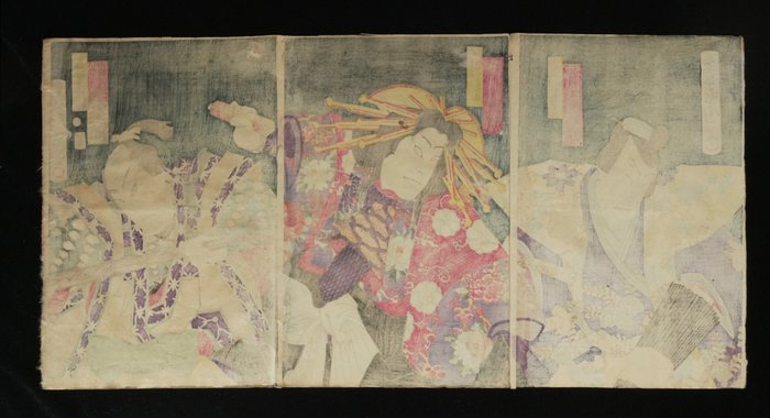 Scene from the kabuki play 'Mureiru tazuya yoi no sogagiku' 群入田鶴☆魁菊 - 1874 - Toyohara Kunichika (1835-1900) - Japan -  Edo-perioden (1600-1868)