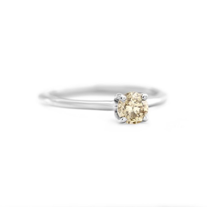 Ingen mindstepris - Ring - 14 karat Hvidguld -  0.46ct. tw. Gul Diamant (Naturfarvet)