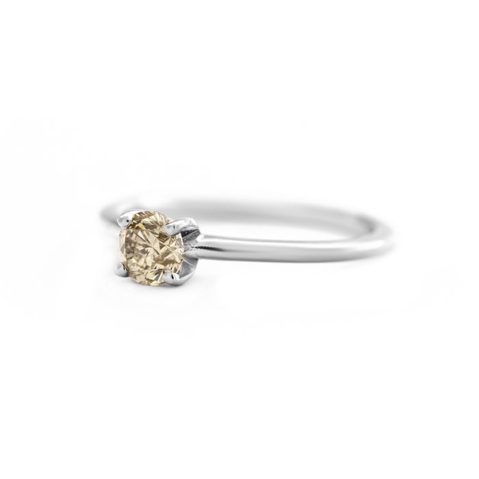 Ingen mindstepris - Ring - 14 karat Hvidguld -  0.46ct. tw. Gul Diamant (Naturfarvet)