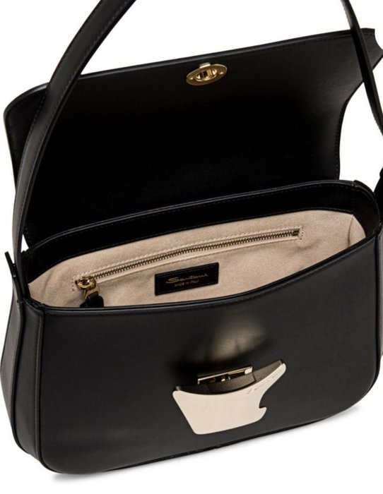 Santoni - Women Santoni Black Leather Shoulder Bag - Taske