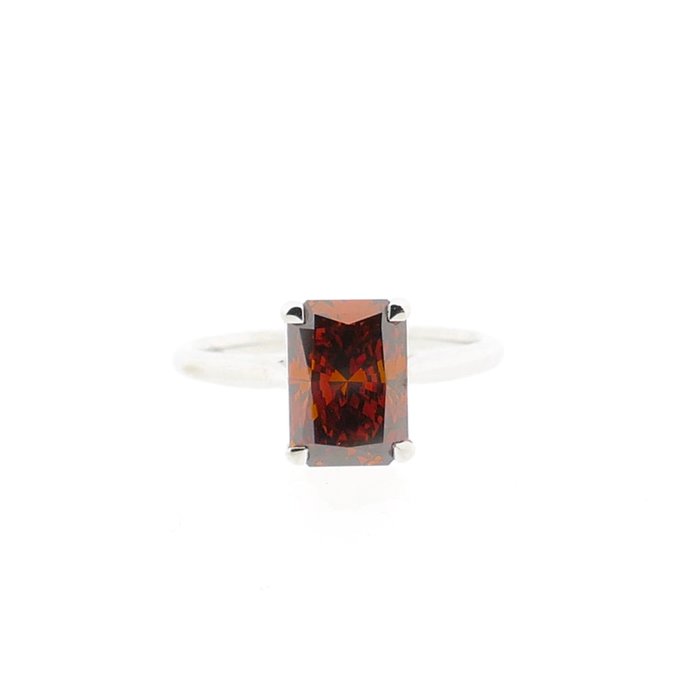 Ingen mindstepris - Ring - 18 kraat Hvidguld -  2.26ct. tw. Orange Diamant (Laboratoriedyrket diamant i fancy farver) - Dobbelt fremragende snit