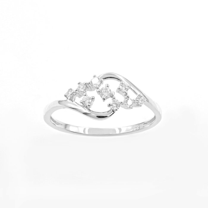 Ingen mindstepris - Ring - 14 karat Hvidguld -  0.20ct. tw. Diamant (Natur)