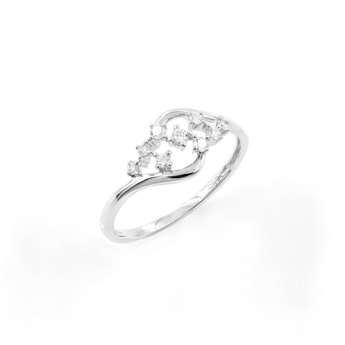 Ingen mindstepris - Ring - 14 karat Hvidguld -  0.20ct. tw. Diamant (Natur)