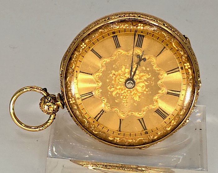 Chas. Frodsham London - 18kt Gold Savonette  - Goldzifferblatt - Prunkgravur - England omkring 1850