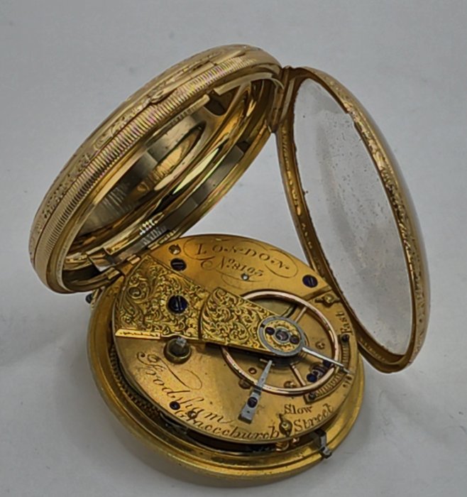 Chas. Frodsham London - 18kt Gold Savonette  - Goldzifferblatt - Prunkgravur - England omkring 1850