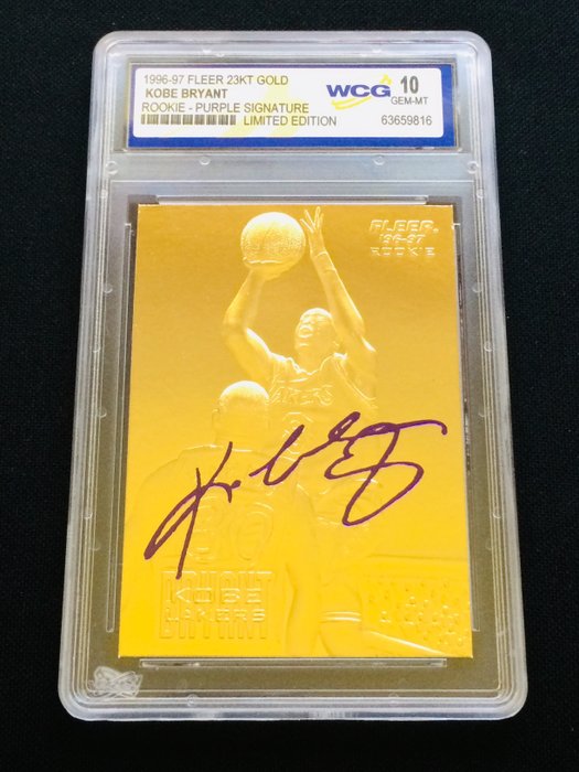 1996/97 Fleer 23KT Gold Kobe Bryant Rookie - Purple Signature - Limited Edition WCG 10 - 1 Graded card