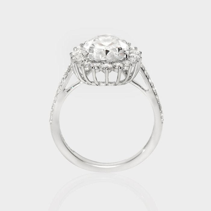 Ingen mindstepris - Ring - 14 karat Hvidguld, 3,05 ct -  3.73ct. tw. Diamant (Laboratoriedyrket) - Diamant - IGI E VS1