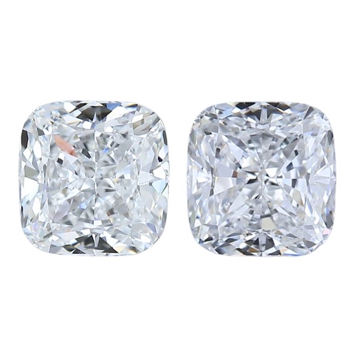 2 pcs Diamant  (Natur)  - 1.21 ct - Pude - D (farveløs), E - VVS1, VVS2 - Gemological Institute of America (GIA)