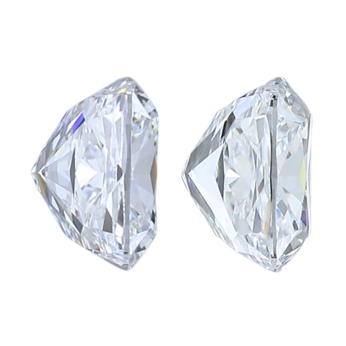 2 pcs Diamant  (Natur)  - 1.21 ct - Pude - D (farveløs), E - VVS1, VVS2 - Gemological Institute of America (GIA)