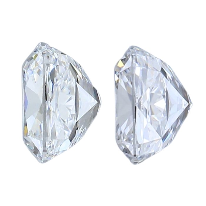 2 pcs Diamant  (Natur)  - 1.21 ct - Pude - D (farveløs), E - VVS1, VVS2 - Gemological Institute of America (GIA)