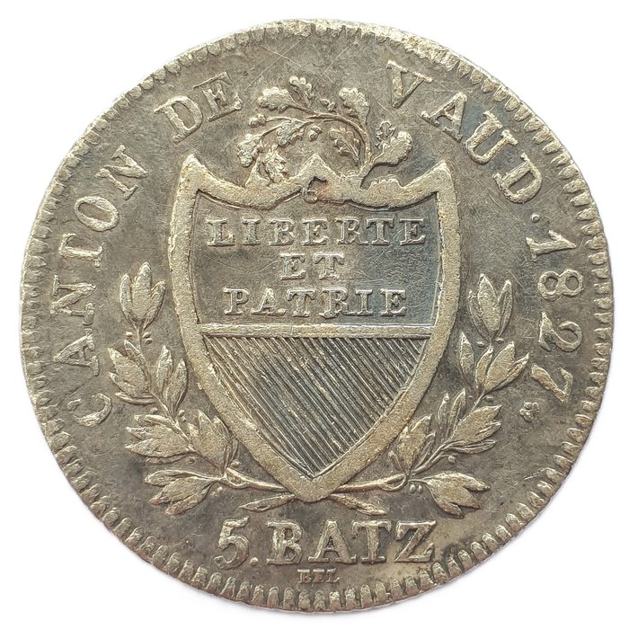 Schweiz Vaud / Vaud 5 Batzen 1827 - Mzz BEL (Bel-Bessière Stempelschneider)  (Ingen mindstepris)