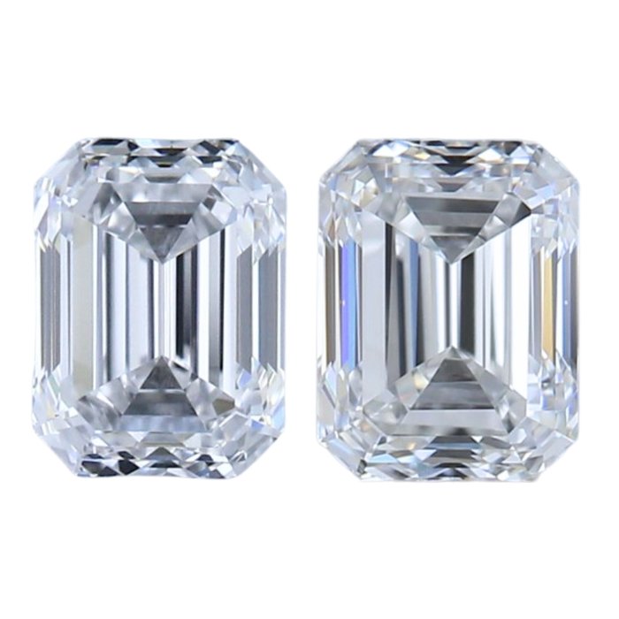 2 pcs Diamant  (Natur)  - 1.00 ct - D (farveløs), F - VVS1 - Gemological Institute of America (GIA)