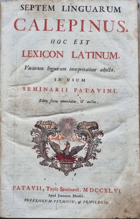 Septem linguarum Calepinus, hoc est lexicon latinum variarum linguarum interpretatione adjecta - 1746