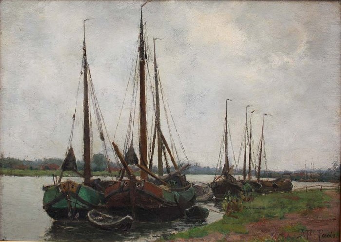 Burchard Theodoor Paets (1872-1938) - Sailboats on the shore