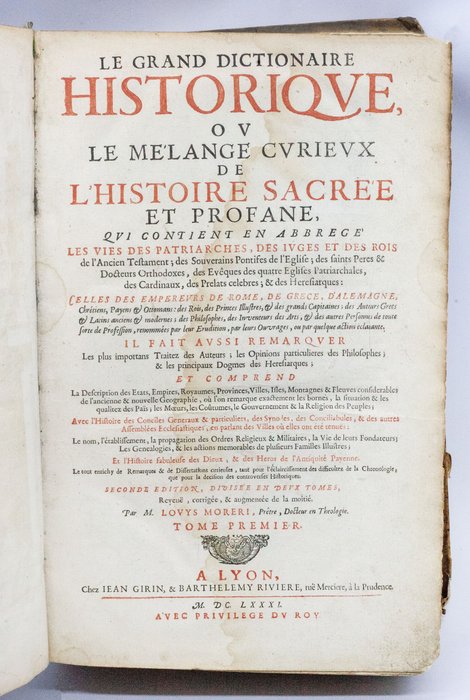 Moréri - Le Grand Dictionaire Historique - 1681