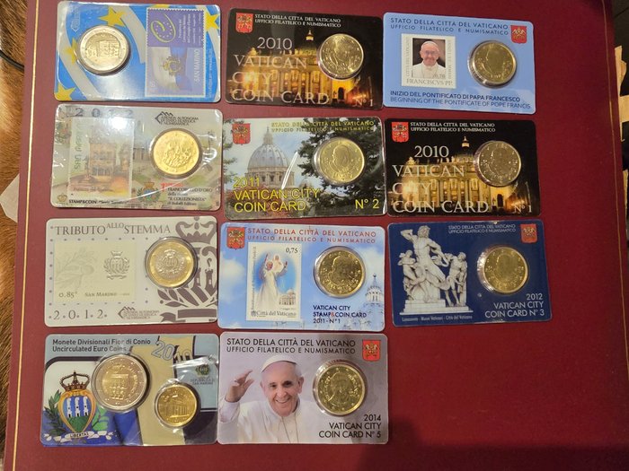 San Marino, Vatikanstaten. Coin Card 2010/2014 (10 stuks)  (Ingen mindstepris)