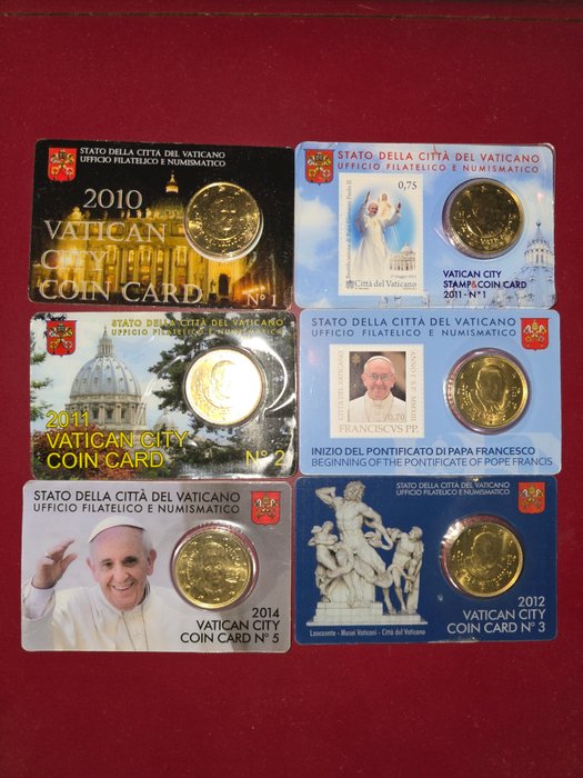 San Marino, Vatikanstaten. Coin Card 2010/2014 (10 stuks)  (Ingen mindstepris)