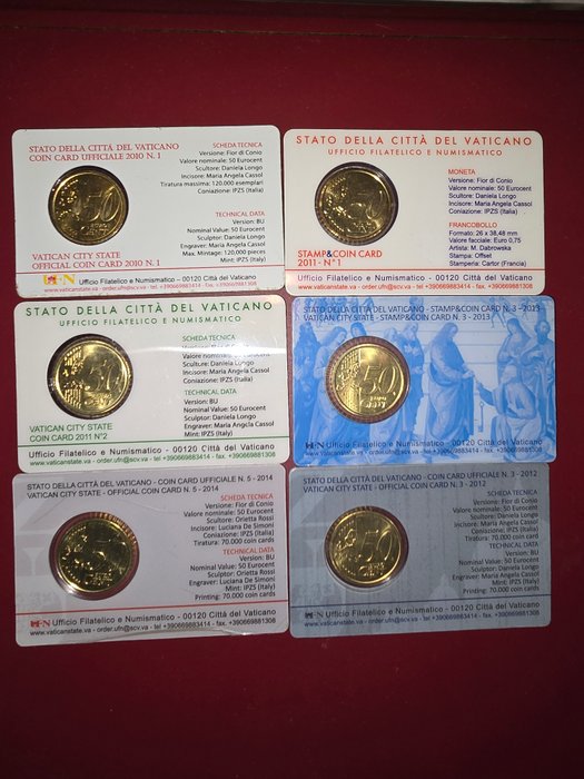 San Marino, Vatikanstaten. Coin Card 2010/2014 (10 stuks)  (Ingen mindstepris)