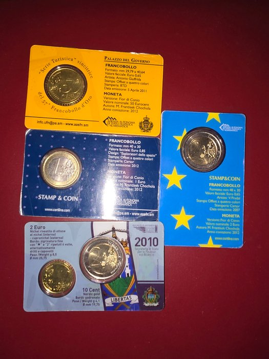 San Marino, Vatikanstaten. Coin Card 2010/2014 (10 stuks)  (Ingen mindstepris)