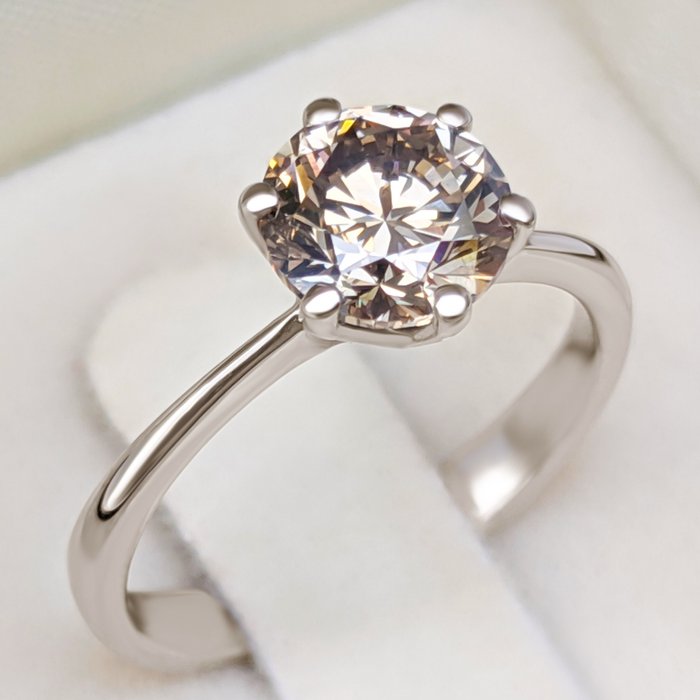 Ring Platin -  1.53ct. tw. Gul Diamant (Naturfarvet) - IGI