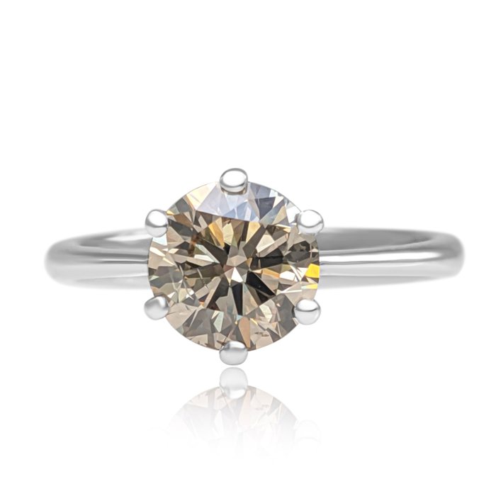 Ring Platin -  1.53ct. tw. Gul Diamant (Naturfarvet) - IGI