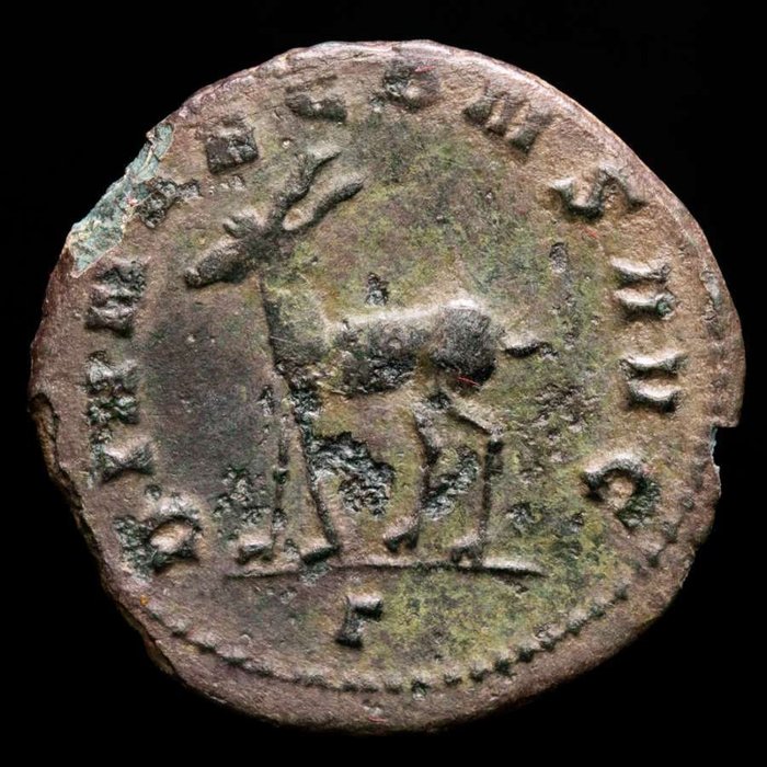 Romarriket. Gallienus (AD 253-268). Antoninianus Rome, AD 267-268. Zoo series. DIANAE CONS AVG, Antelope standing left; Γ in exergue  (Ingen mindstepris)