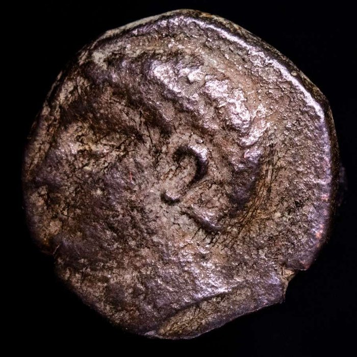 Hispania, Kartagisk besættelse. 1/4 calco from between 220-215 B.C. Horse’s head right.  (Ingen mindstepris)