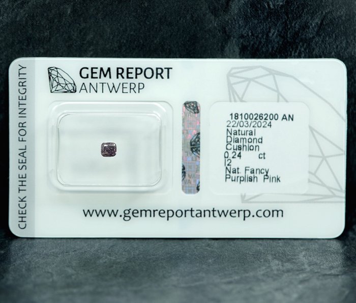 1 pcs Diamant  (Naturfarvet)  - 0.24 ct - Fancy Lille nuance Lyserød - I2 - Gem Report Antwerp (GRA)