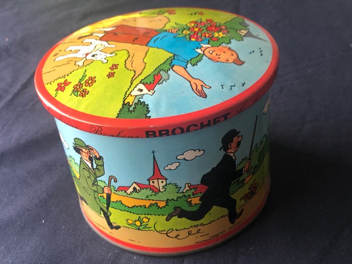 Tintin - 1 Gammel sjælden Tin slik æske BROCHET - Confiseur Bonbons PETIT DÉJEUNER - 1965