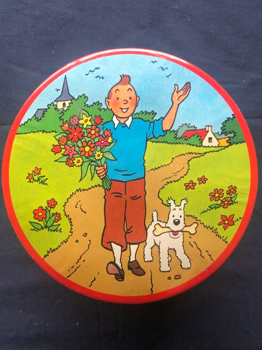 Tintin - 1 Gammel sjælden Tin slik æske BROCHET - Confiseur Bonbons PETIT DÉJEUNER - 1965