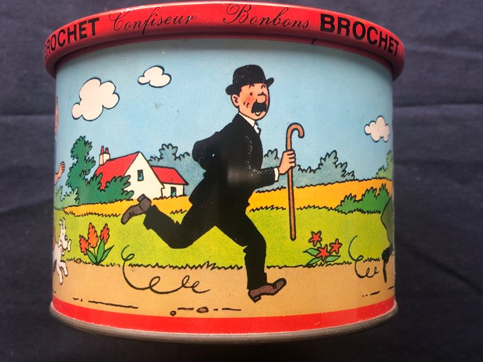 Tintin - 1 Gammel sjælden Tin slik æske BROCHET - Confiseur Bonbons PETIT DÉJEUNER - 1965