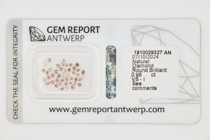 Ingen mindstepris - 45 pcs Diamant  (Natur)  - 0.96 ct - Rund - I1, I2, I3, SI1, SI2, VS1, VS2 - Gem Report Antwerp (GRA) - INGEN RESERVEPRIS