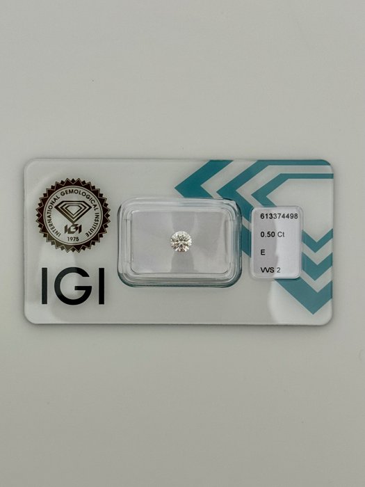 1 pcs Diamant  (Natur)  - 0.50 ct - Rund - E - VVS2 - International Gemological Institute (IGI) - *3EX* *INGEN*