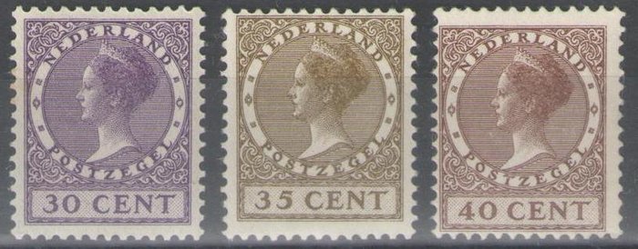 Holland 1924/1926 - Dronning Wilhelmina type 'Veth' - NVPH 158, 159, 160