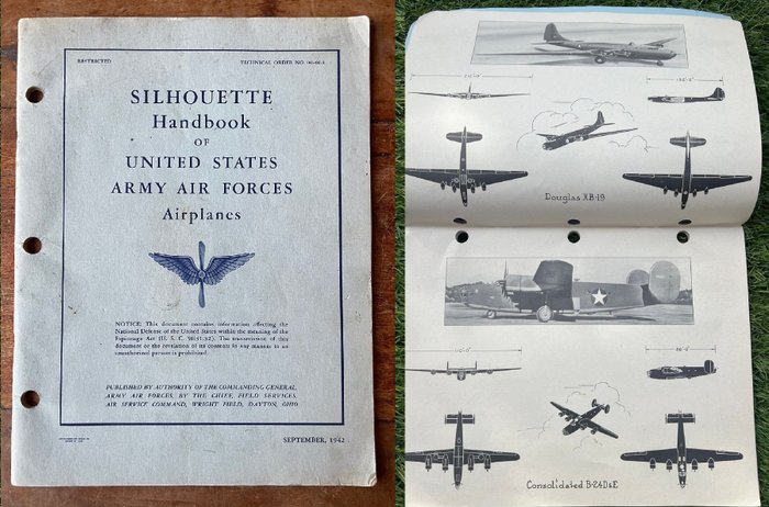 Verenigde Staten van Amerika - Official WW2 USAAF Aircraft Recognition Manual - for Allied pilots - P-51 Mustang - P-47 Thunderbolt - B-17 bomber - Dakota - 1942