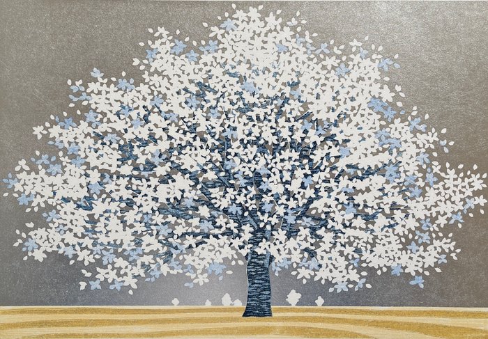 Originalt træbloktryk, håndsigneret og nummereret 104/200 af kunstneren - Papir - Hajime Namiki 並木一 (b 1947) - Magnolia 2 - Japan - 2018