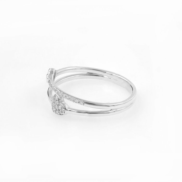 Ingen mindstepris - Ring - 14 karat Hvidguld -  0.08ct. tw. Diamant (Natur)