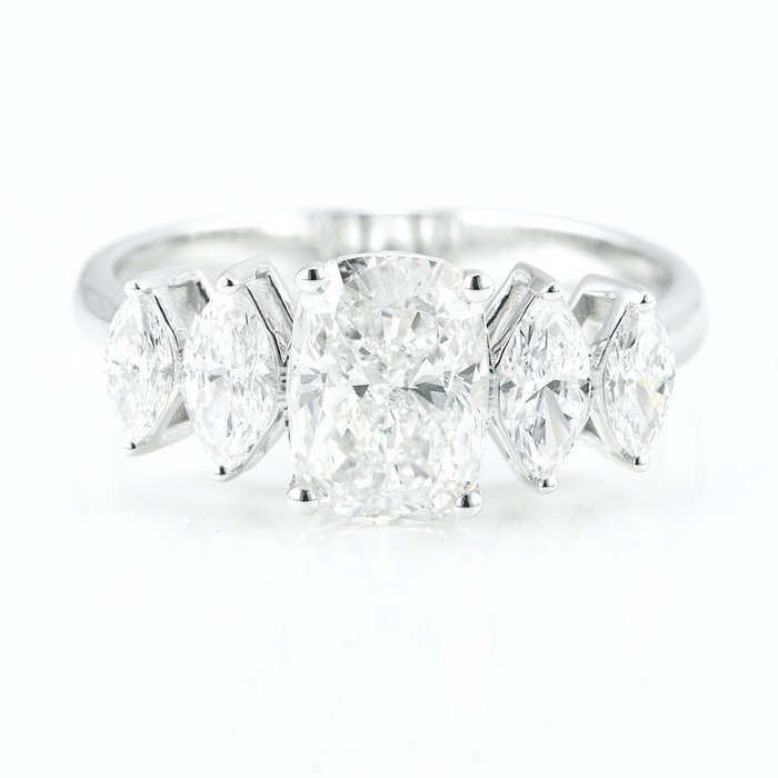 Ring - 14 karat Hvidguld -  228ct tw Diamant (Laboratoriedyrket) - Diamant - Fem sten ring