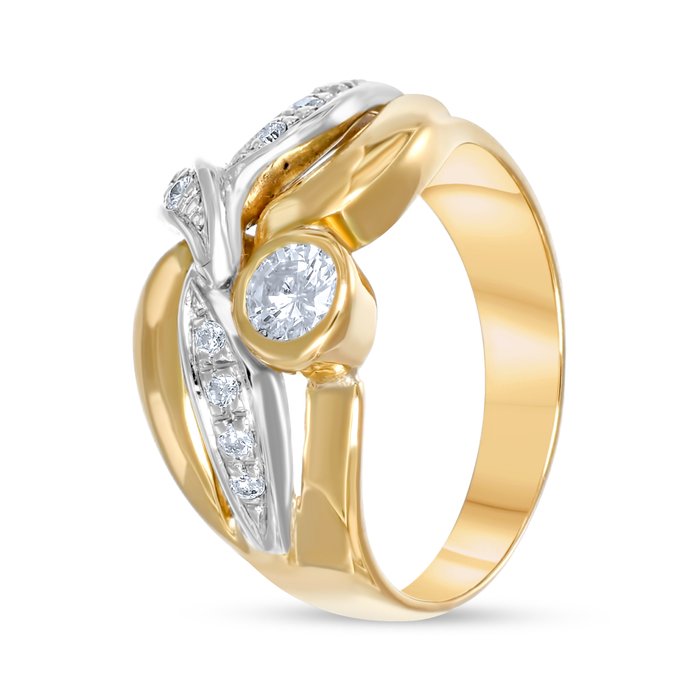 Ring - 18 kraat Gulguld, Hvidguld -  0.29ct. tw. Diamant (Natur)