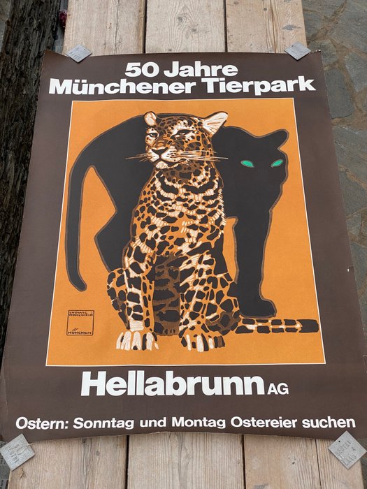 Ludwig Hohlwein - Poster antico originale di Hohlwein per lo zoo di Monaco - Zoologischer Garten Munchen - 1950‹erne