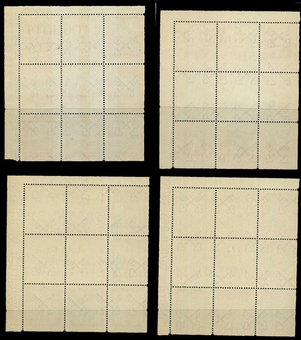 Vatikanstaten 1939 - Vatikanstaten - 1939 - 4 numre, 12 værdier, i meget flotte hjørneblokke af 5