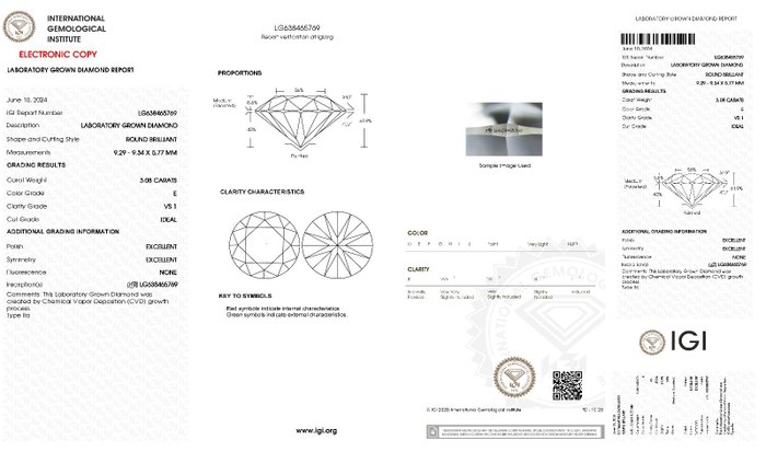 Ingen mindstepris - Ring - 18 kraat Hvidguld -  308ct tw Diamant (Laboratoriedyrket) - IGI Ideal E VS1 Ideal