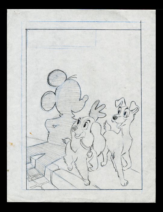 Studio Disney France - 1 Original drawing - Belle et le Clochard