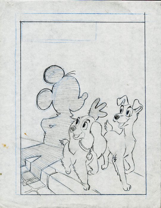 Studio Disney France - 1 Original drawing - Belle et le Clochard