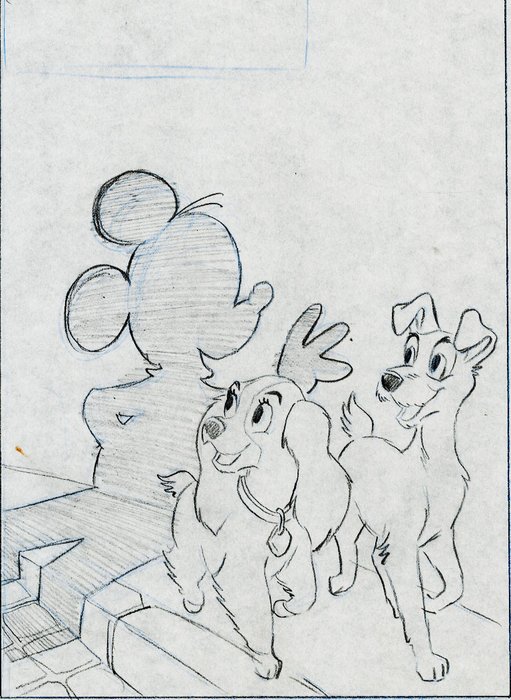 Studio Disney France - 1 Original drawing - Belle et le Clochard