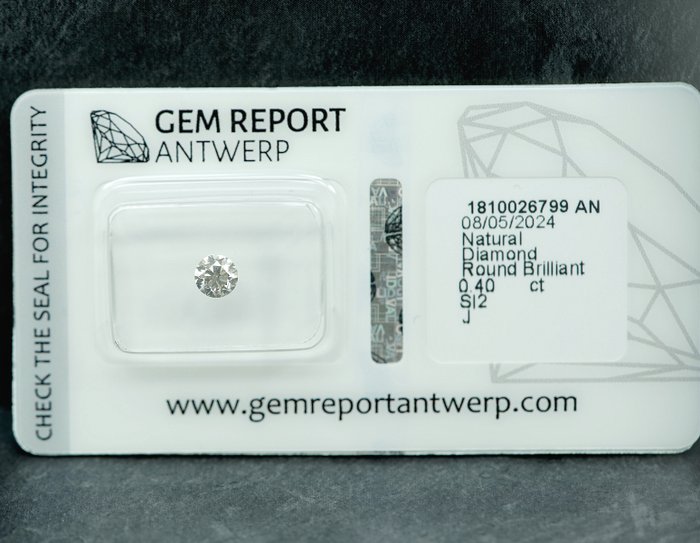 1 pcs Diamant  (Natur)  - 0.40 ct - J - SI2 - Gem Report Antwerp (GRA)